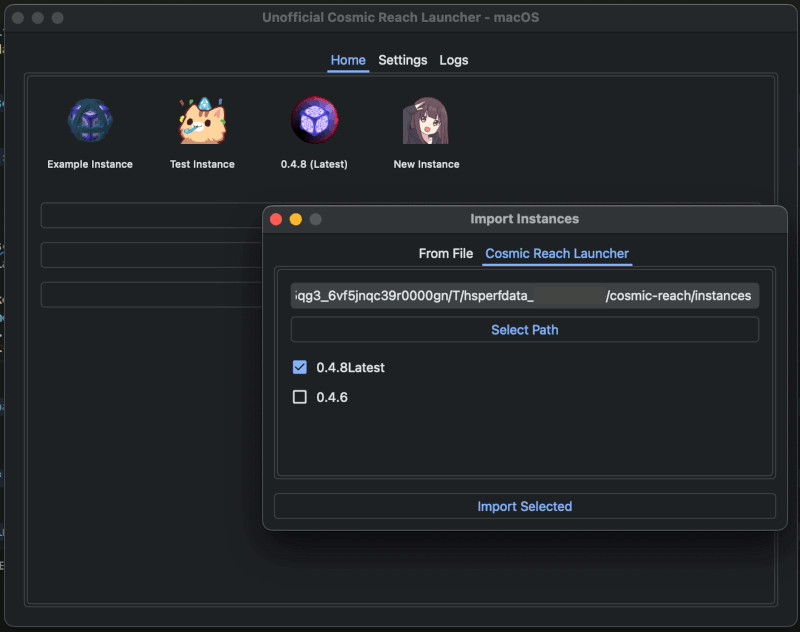 A window with four icons and a second sub-window showing a selection menu